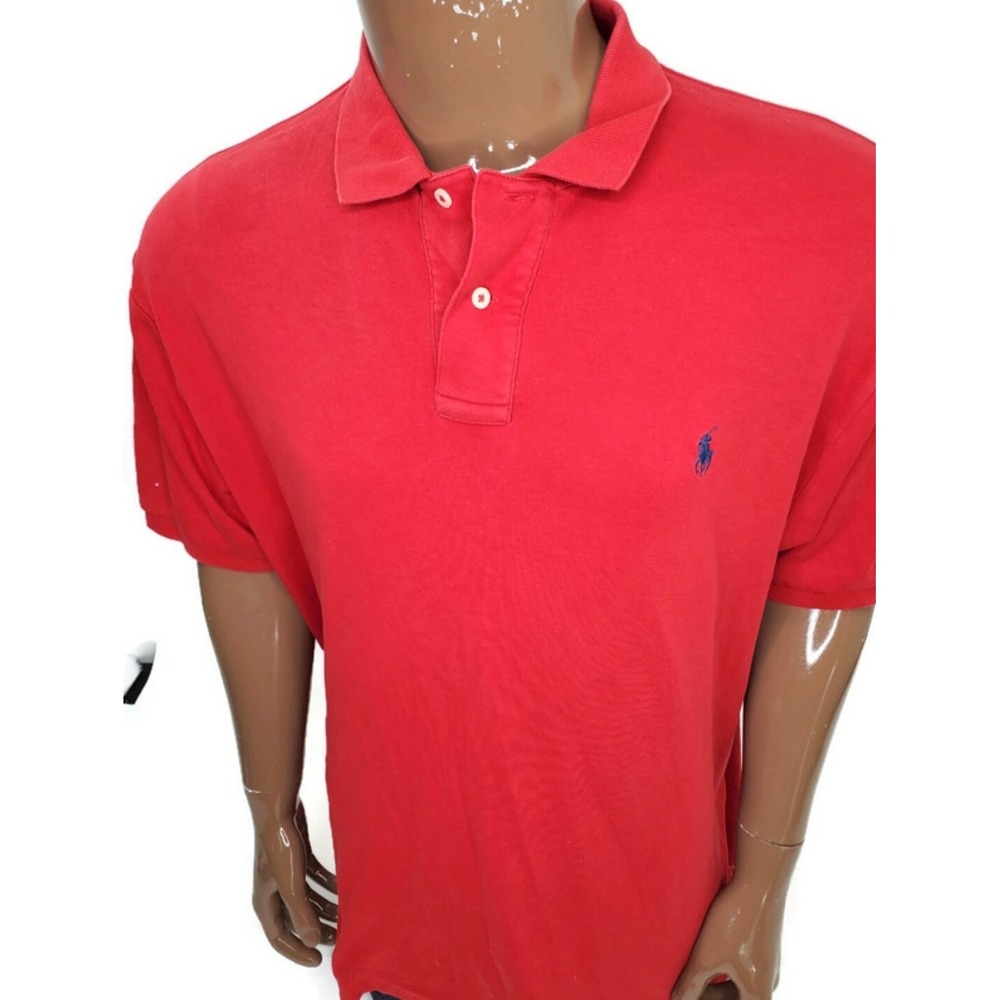 Polo Ralph Lauren Mens XL Red Cotton Pique Short Sleeve Pony Logo Polo Shirt